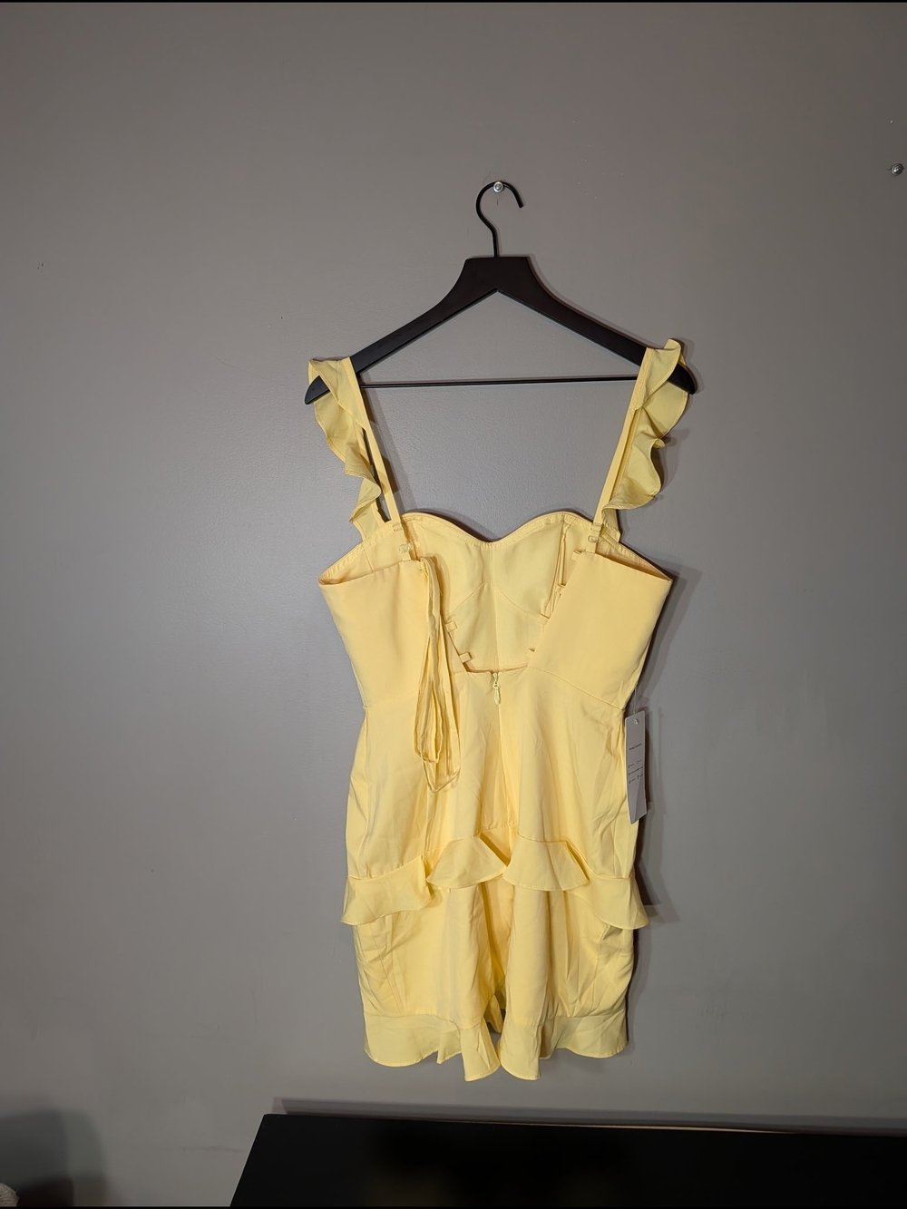 Yellow Ruffle Strap Mini Dress - Picture 4 of 7